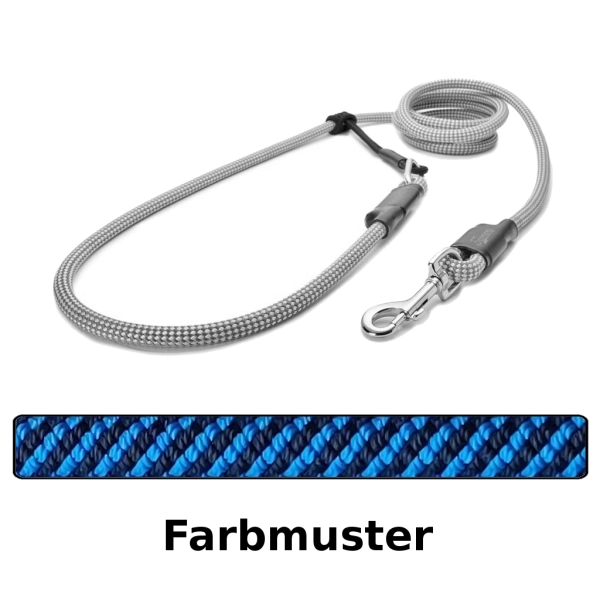 EASYLONG Hundeleine - M - 3m - blau mit schwarzem Swirl